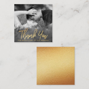 Cartão De Informações Foto do Elegante Gold Foil Script Obrigado