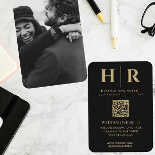 Cartão De Informações Foto do noivo do Monograma do Casamento RSVP do Có