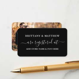 Cartão De Informações Foto do Registro de Casamento da Caligrafia Modern