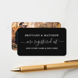 Cartão De Informações Foto do Registro de Casamento da Caligrafia Modern