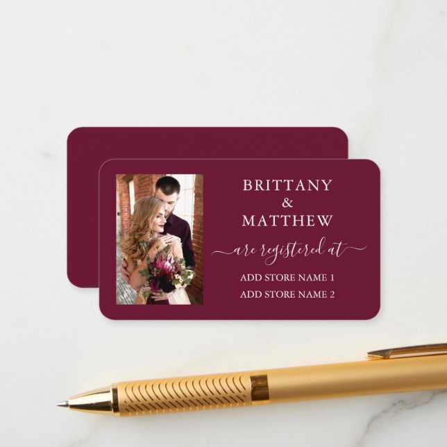 Cartão De Informações Foto do Registro de Casamento de Caligrafia Modern (Frente/Verso In Situ)