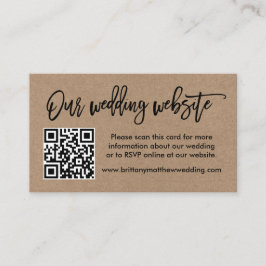 Cartão De Informações Foto QR do Site de Casamento Kraft do Escovo Scrip