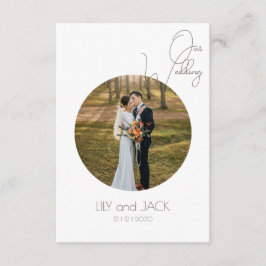 Cartão De Informações Foto Redonda Salvar a Data Enclosure Minimalista C