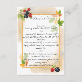 Cartão De Informações Foto Romântica Rustic Autumn Berry Back