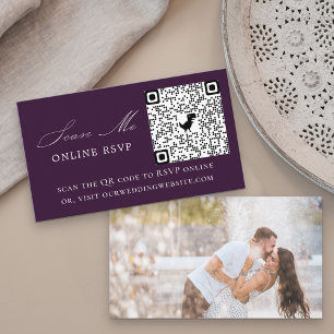 Cartão De Informações Foto: RSVP Online Código QR Casamento Roxo