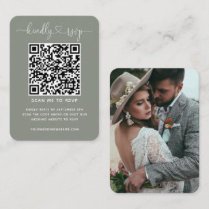 Cartão De Informações Foto verde do Sage RSVP do Site de Casamento de Có