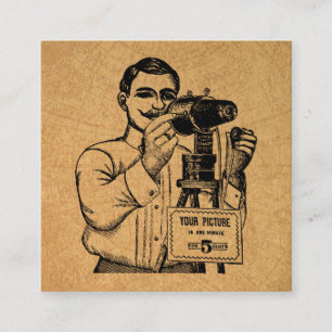 Cartão De Informações Fotógrafo antigo com câmera