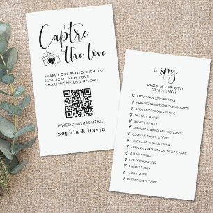 Cartão De Informações Fotos de Casamento Elegante Capturam o Código QR d