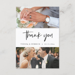 Cartão De Informações Fotos de Casamento Obrigado, Script Simples Modern