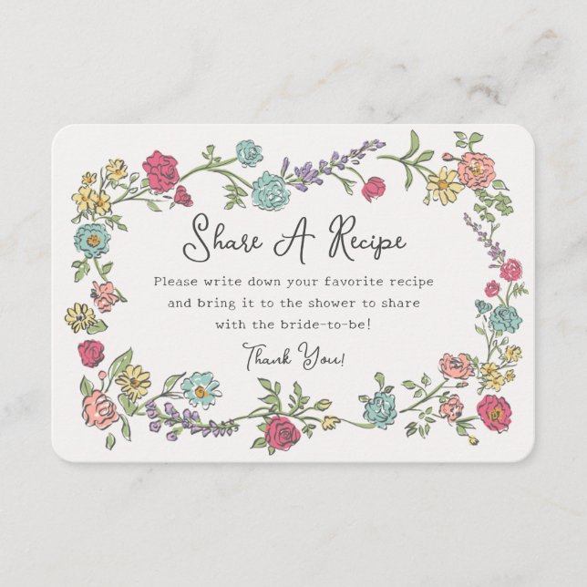 Cartão De Informações Fração Floral do Partido do Jardim de Verão A Inse (Frente)