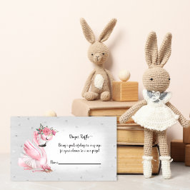 Cartão De Informações Fralda Balé Prata Flamingo Raffle