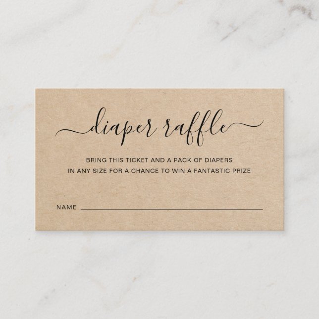 Cartão De Informações Fralda castanha Raffle Gênero Chá de fraldas neutr (Frente)