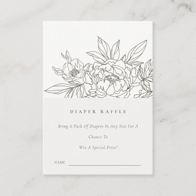 Cartão De Informações Fralda Castoral Chá de fraldas Raffle (Frente)