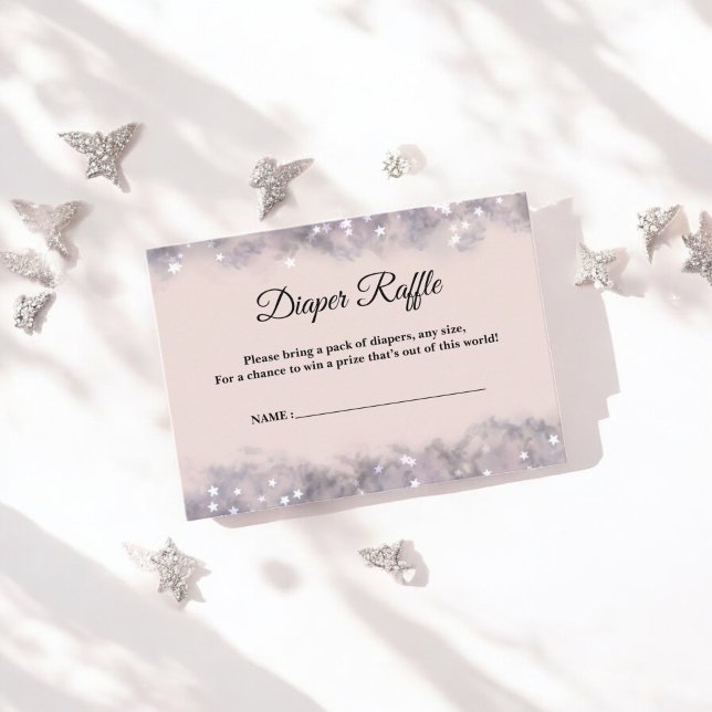 Cartão De Informações Fralda Celestial Raffle Chá de fraldas Rosa (Criador carregado)