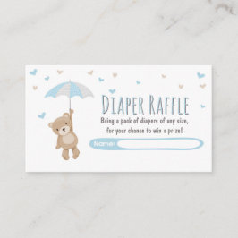 Cartão De Informações Fralda chá de fraldas Raffle Card Teddy Bear Blue