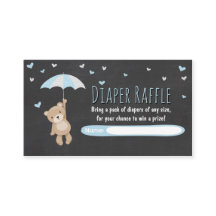 Fralda chá de fraldas Raffle Card Teddy Bear Blue