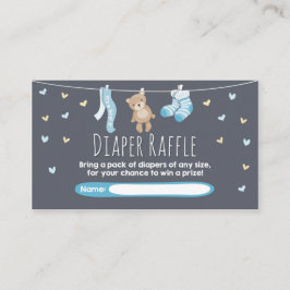 Cartão De Informações Fralda chá de fraldas Raffle Card Teddy Bear Blue
