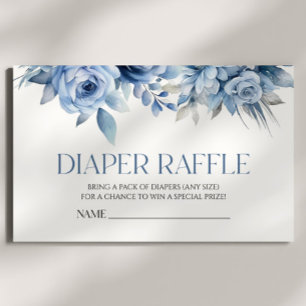 Cartão De Informações Fralda da Chá de fraldas Flor Azul Dusty Raffle