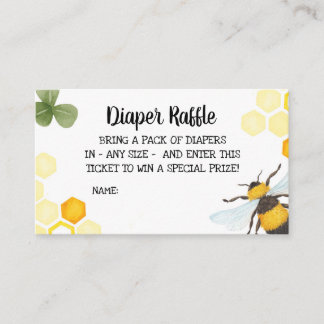 Cartão De Informações Fralda de abelhas Chá de fraldas Raffle Inserir Ma