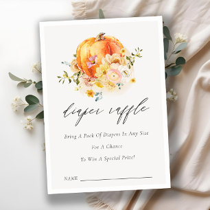 Cartão De Informações Fralda de abóbora de laranja Floral Chá de fraldas