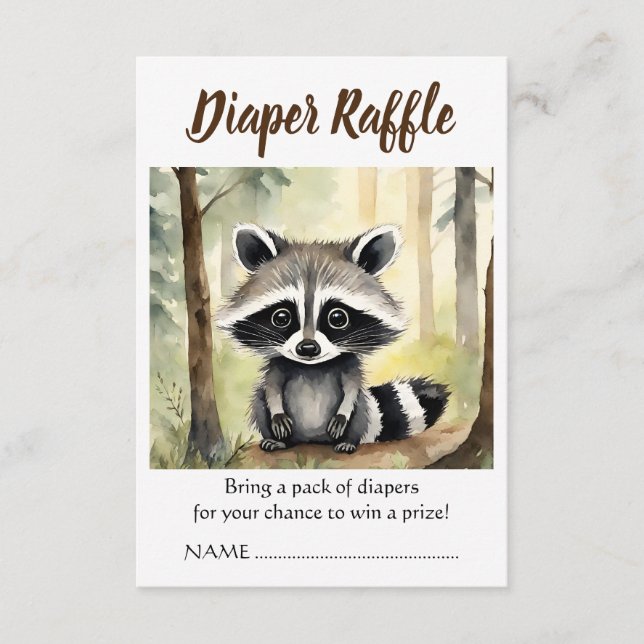 Cartão De Informações Fralda de Baby Raccoon Raffle (Frente)
