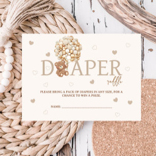 Cartão De Informações Fralda de Balões de Urso de Teddy Chá de fraldas d