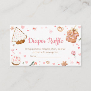 Cartão De Informações Fralda de Biscoito Rosa de Natal Raffle