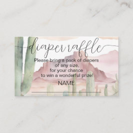 Cartão De Informações Fralda de Boho Desert Cactus Chá de fraldas Raffle