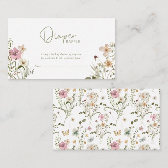 Cartão De Informações Fralda de borboletas Raffle Chá de fraldas (Frente/Verso)