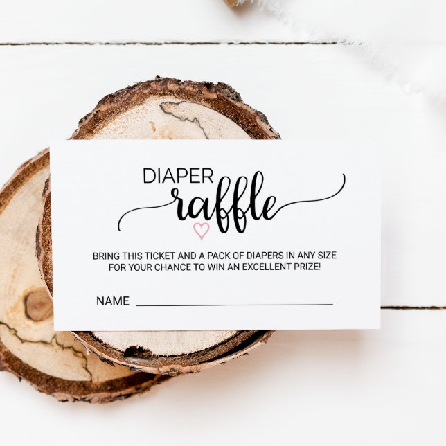 Cartão De Informações Fralda de Caligrafia Preta, Cor-de-Rosa, Raffle In (Criador carregado)