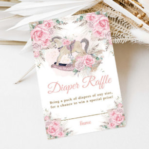 Cartão De Informações Fralda de Cavalo Floral Fritante Rosa-Rosa-Pampas