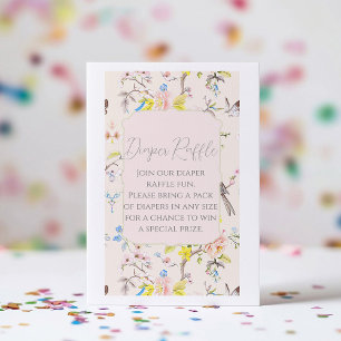 Cartão De Informações Fralda de Chá de fraldas de Chinoiserie rosa Raffl