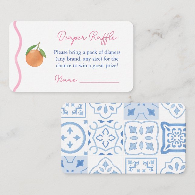 Cartão De Informações Fralda de Chá de fraldas de Citros Rosa Quente Raf (Frente/Verso)