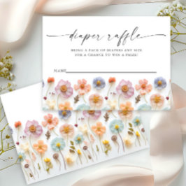 Cartão De Informações Fralda de Chá de fraldas de Flor Selvagem Rosa Pas