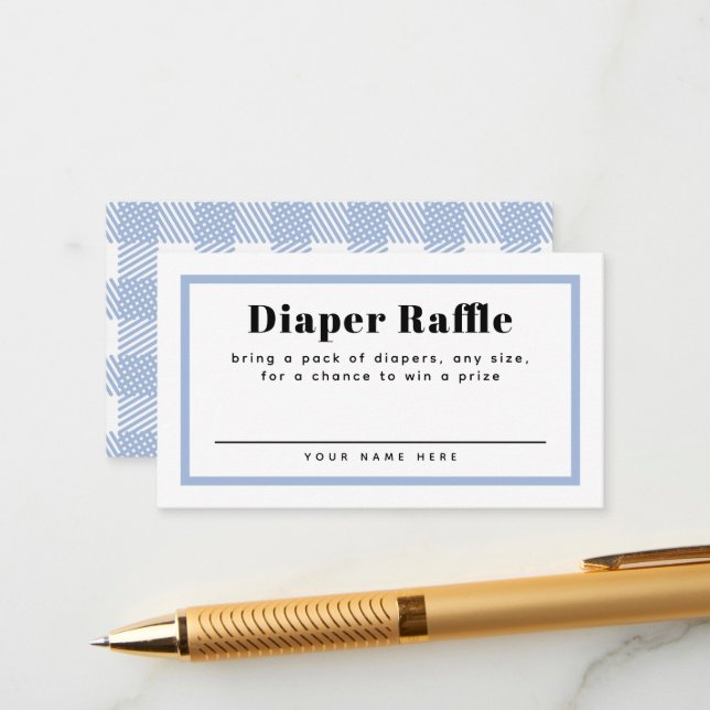 Cartão De Informações Fralda de Chá de fraldas de Gingham Azul Pálido Ra (Frente/Verso In Situ)