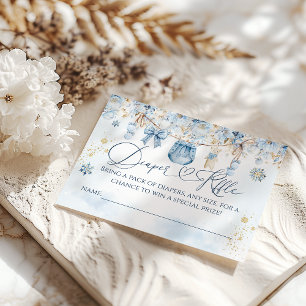 Cartão De Informações Fralda de Chá de fraldas de linha fina azul frio e