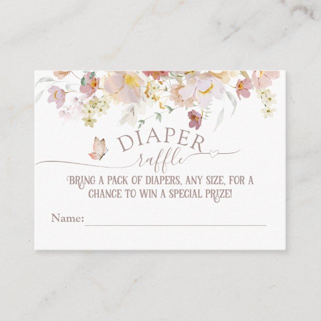 Cartão De Informações Fralda de Chá de fraldas floral da Woodland (Frente)