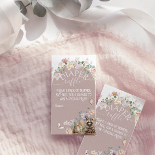 Cartão De Informações Fralda de Chá de fraldas floral de madeira