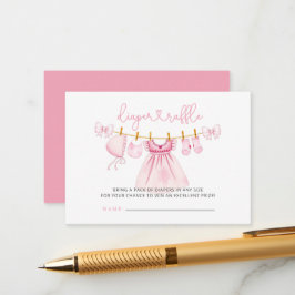 Cartão De Informações Fralda de Chá de fraldas Raffle, de linha de fecha