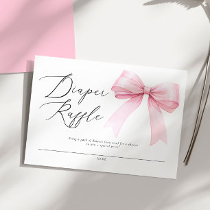 Cartão De Informações Fralda de coquete rosa elegante Raffle Baby Showe