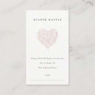 Cartão De Informações Fralda de Coração da Flora Borracha Dusky Blush Ch