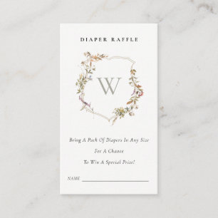 Cartão De Informações Fralda de Crest de Flores Selvagem Chá de fraldas