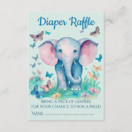 Cartão De Informações Fralda de Elefante Azul Raffle