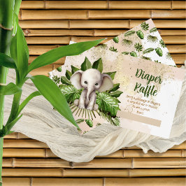 Cartão De Informações Fralda de Elefante Safari Tropical Raffle