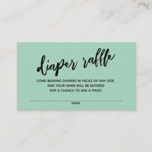 Cartão De Informações Fralda de Escrita manual Raffle Ticket Claro Verde