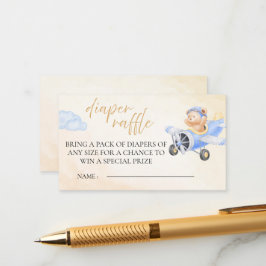 Cartão De Informações Fralda De Espera De Banho, Urso De Aquarela Voando