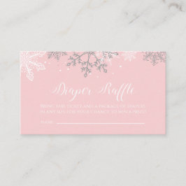 Cartão De Informações Fralda de Floco de Neve Rosa e Prateado