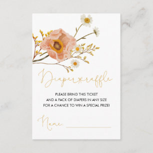 Cartão De Informações Fralda de flor selvagem Raffle Ticket, Chá boêmico