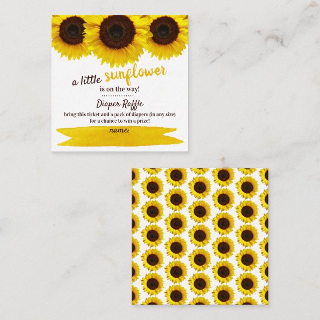 Cartão De Informações Fralda de girassol Raffle (Frente/Verso)