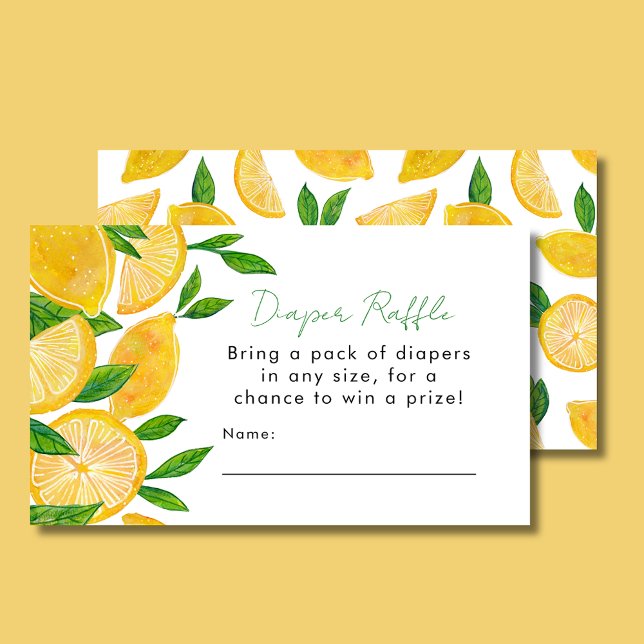 Cartão De Informações Fralda de limão Chá de fraldas de Raffle (Lemon Baby Shower Diaper Raffle Enclosure Card )